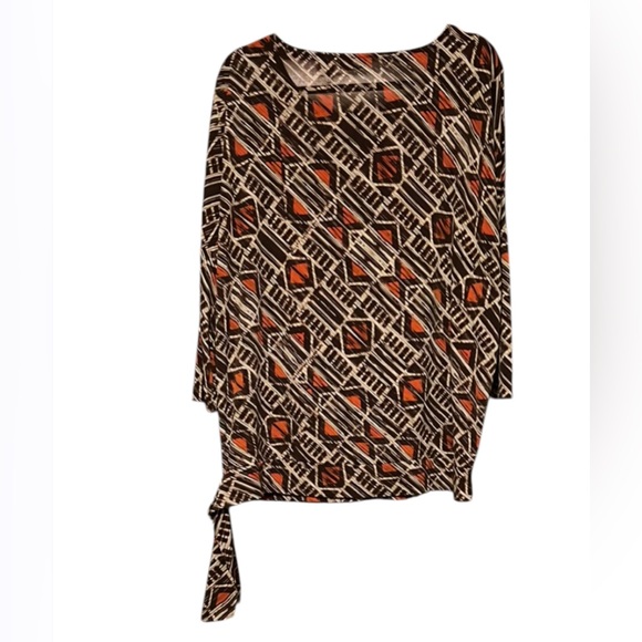 Chicos Top Womens 3 Size Large XL Side Tie Boat Neck Top 3/4 Sleeve Blouse EUC - Picture 2 of 7